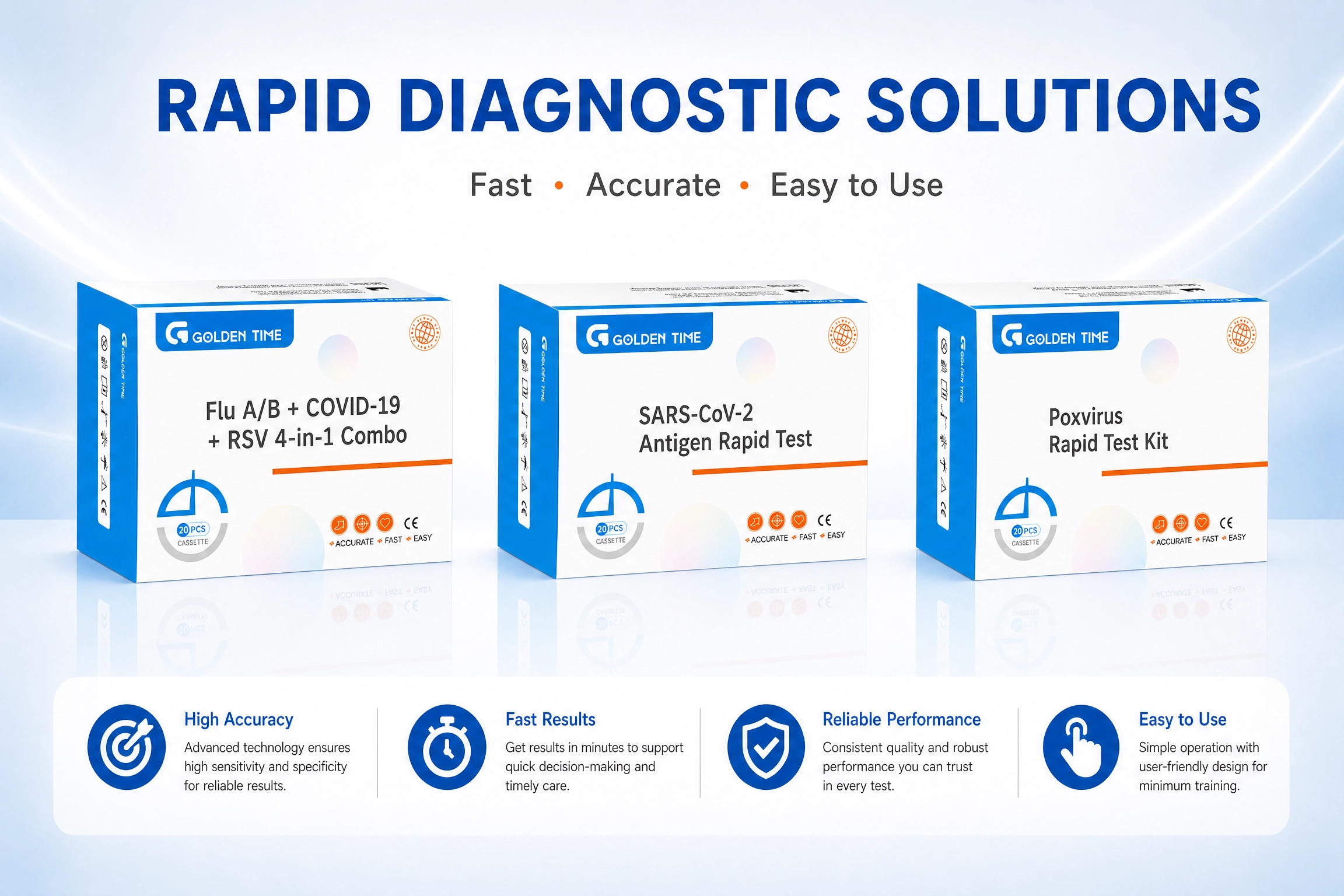 Golden Time 4-in-1 influenza A B COVID-19 RSV respiratory combo rapid test