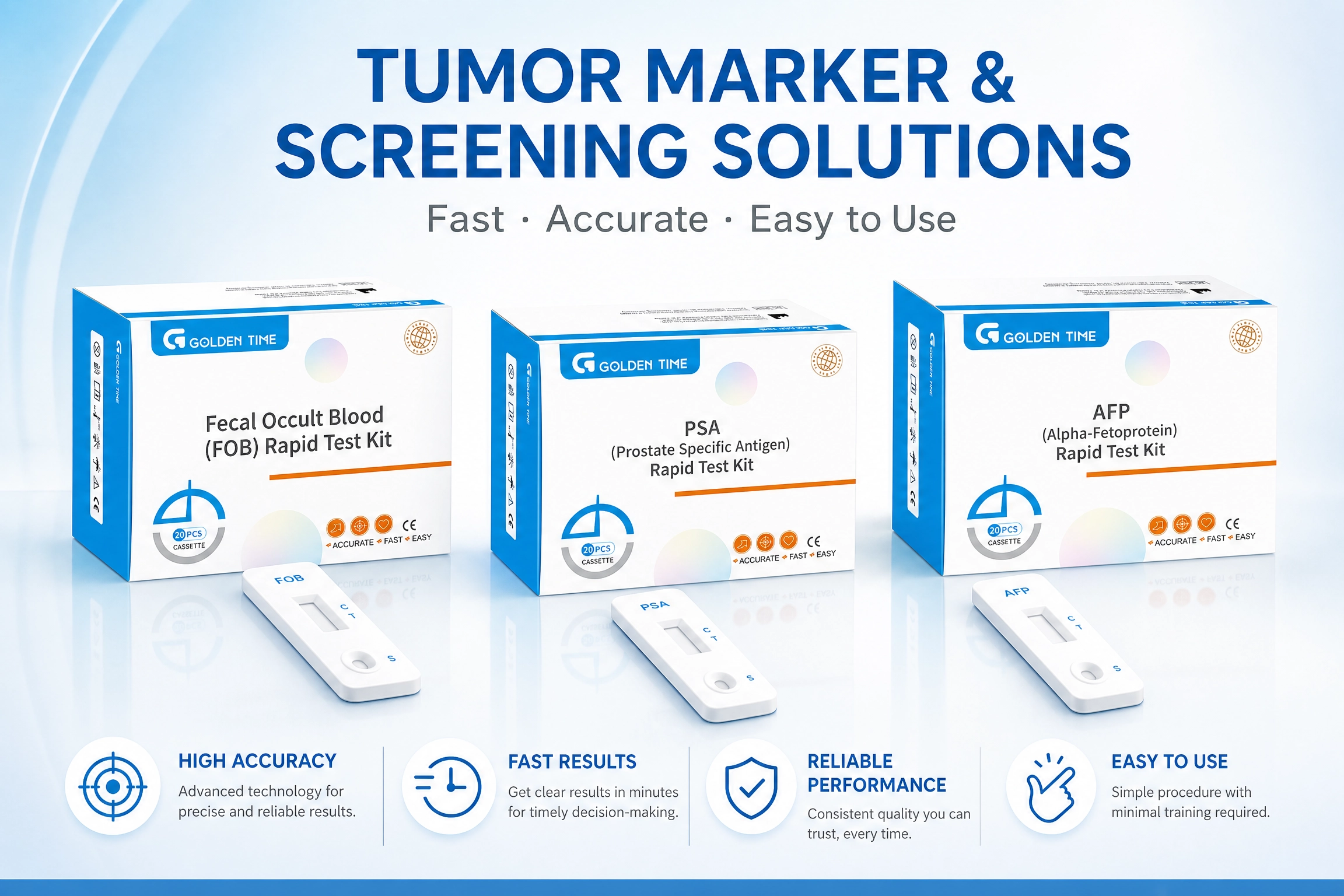 Golden Time FOB PSA AFP CEA tumor marker rapid diagnostic test cassettes