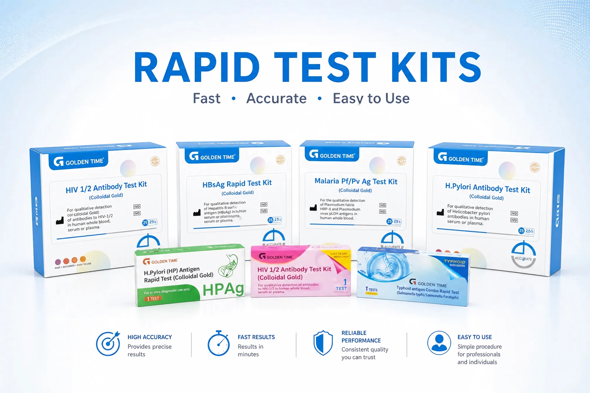 Golden Time HIV HCV HBsAg malaria and syphilis infectious disease rapid test kits