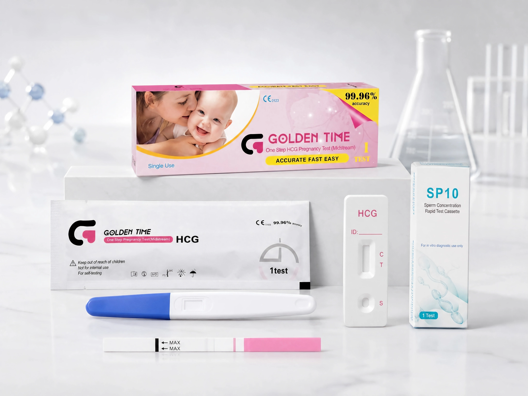 Golden Time pregnancy HCG and ovulation LH rapid test products by PRISES manufacturer