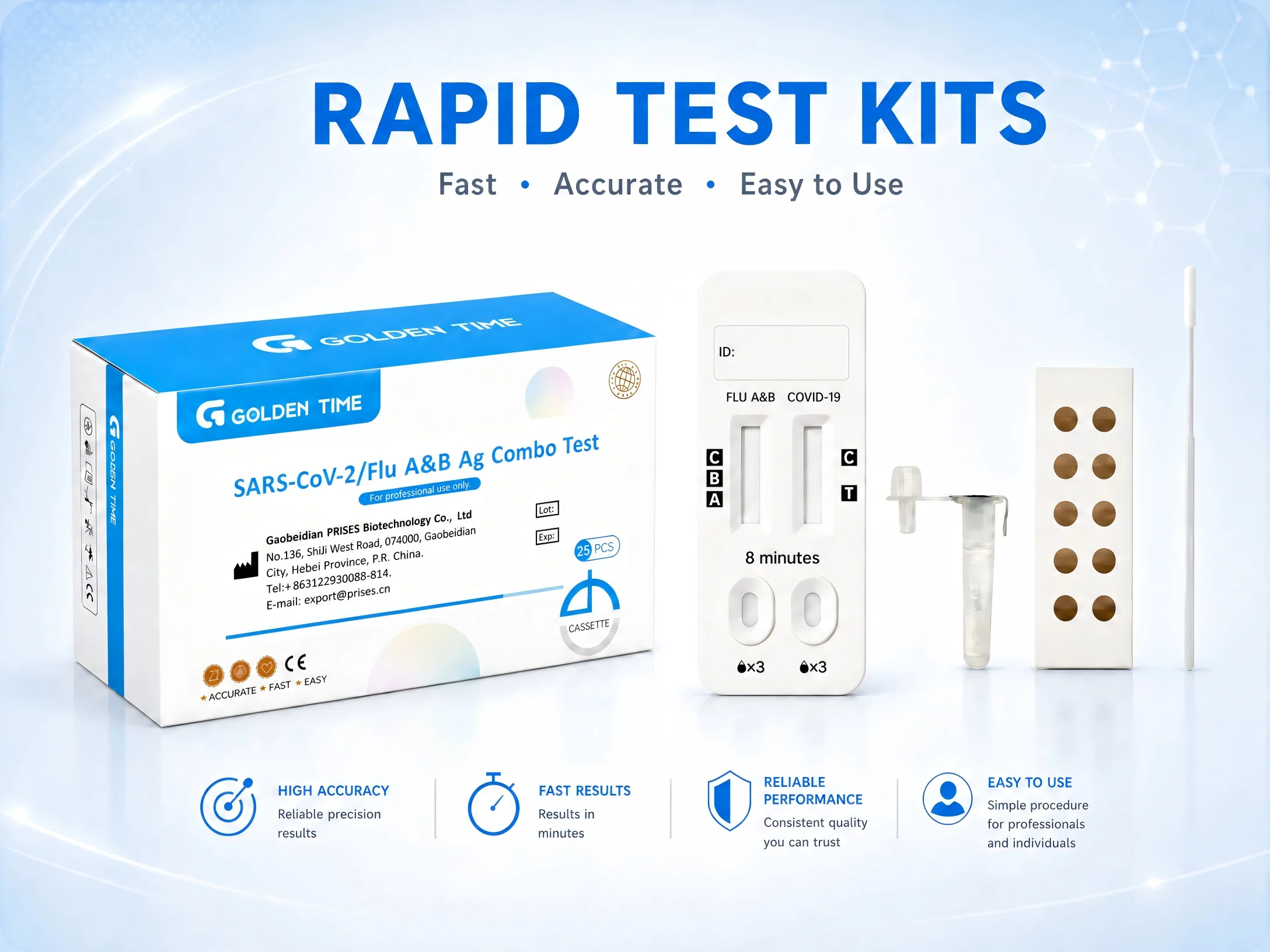 Respiratory antigen rapid test kits for Flu A&B, COVID-19, RSV and Adenovirus