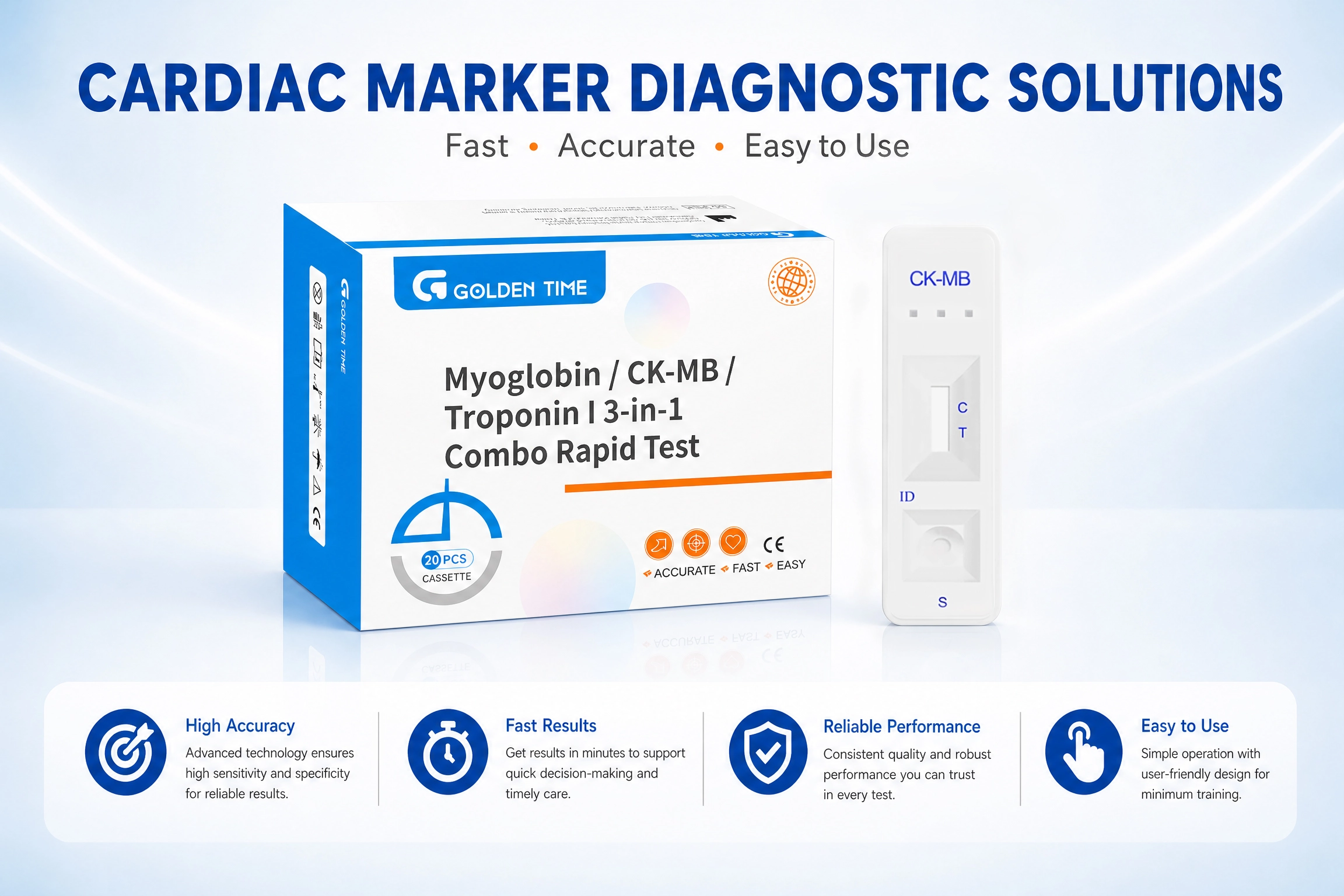 Golden Time troponin I CK-MB myoglobin cardiac marker rapid test panel