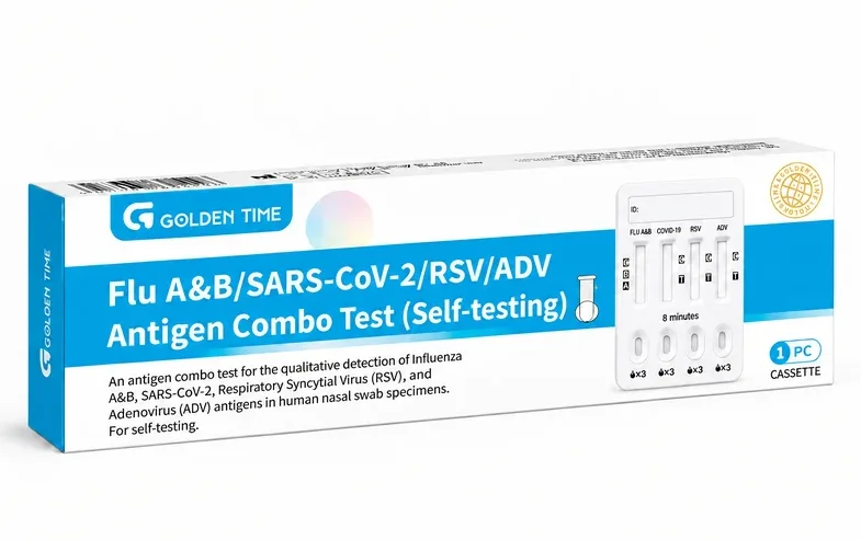 5-in-1 respiratory antigen combo test cassette for Flu A&B, SARS-CoV-2, RSV and adenovirus